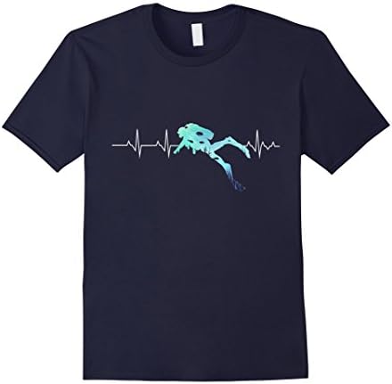 Mens Scuba Diving Heartbeat T-Shirt Large Navy
