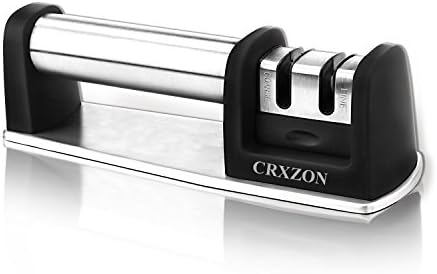 Knife Sharpener,CRXZON Two-Stage Diamond &amp; Ceramic Manual , Safe and Effortless to Use