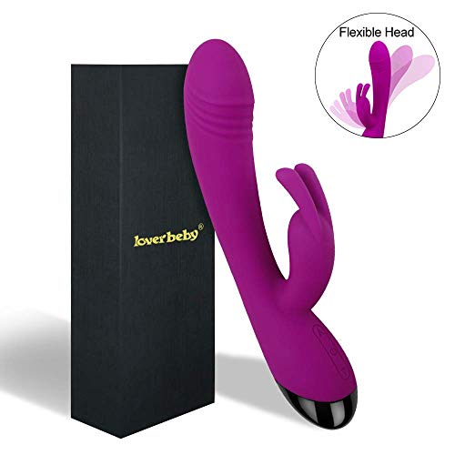 G-Spot Rabbit Vibrator with Bunny Ears for Clitoris Stimulation, Rechargeable Waterproof Dildo Vibrator Clit Stimulator Massager with 10 Vibration Modes Quiet Dual Motor for Women Coupls (Purple)