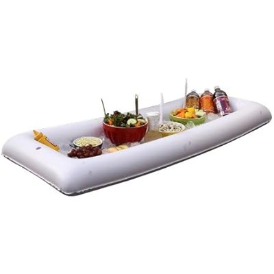 Inflatable Salad Serving Bar - Buffet Drink Party Bar With Drain Plug - White 54" x 27"