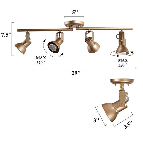 GEPOW LED Track Lighting Fixture, 4 Lights Modern Ceiling Spotlight