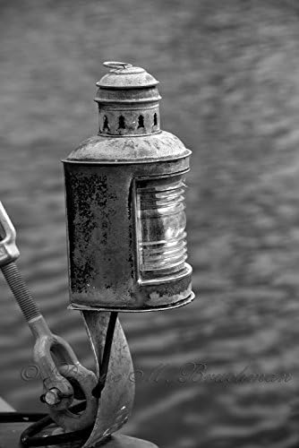 Beach Decor - Nautical Boat Photos - Black and White - Running Lights