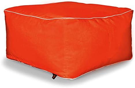 Sunbrella Large Square Bean Bag Ottoman, Melon