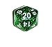 Green Translucent Glitter d20 Initiative Advantage Die for Role-Playing Games. 20 Sided RPG Dice