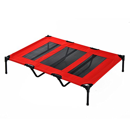 PawHut 48" x 46" Elevated Folding Dog Cot Cooling Summer Pet Bed - Red