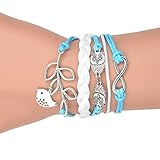 CAETLE®Women Girl Love Lover Owl Branch Bird Knit Leather Rope Chain Charm Bracelet