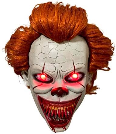 Haho Pennywise Stephen King's It Mask Horror Clown Joker Eyes Light up Evil Teeth IT Chapter 2 Stephen Latex Mask Scary Halloween Props