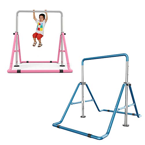 Gymnastics Bars 85-129.5cm Height Adjustable Gymnastic Horizontal Training Bar Stable Junior Children's Training Equipment High Bars Climbing Tower Double Lock & Triangle Supports Kip Bar for Kids - Thumbnail 2