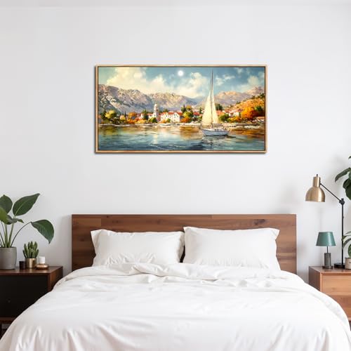 SERIMINO Modern Living Room Decoration Paintings, Large Frames for Decorative Canvas, Decorative Art Landscapes, Sailboat Paintings, Hallways Room, Bedrooms, Dining Room 50 x 100 cm