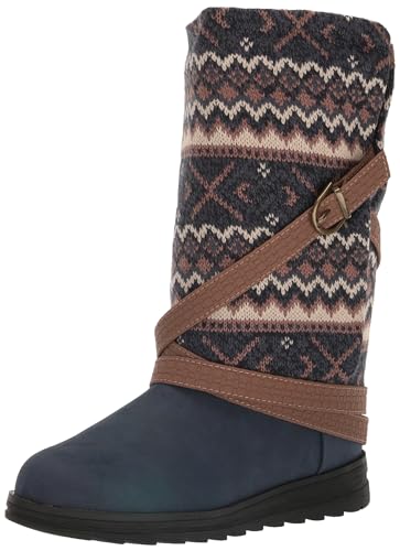 MUK LUKS Women's Natalie Nikki Boots, Navy Multi, 7W at Amazon