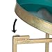 Kate and Laurel Celia Round Metal Foldable Tray Accent Table, Teal and Gold
