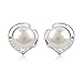 B.Catcher Silver Pearl Earrings 925 Sterling Silver Freshwater 8mm Pearl Studs Earrings Heart Set Gift