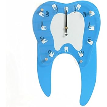 Eastdental Blue Teeth Shape Wall Clock for Clinic Decoration Dentist Gift