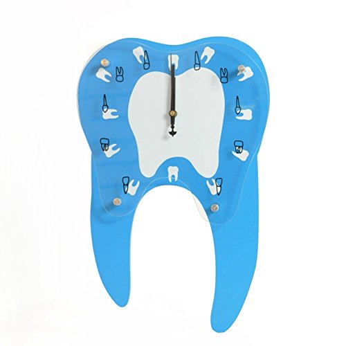Eastdental Blue Teeth Shape Wall Clock for Clinic Decoration Dentist