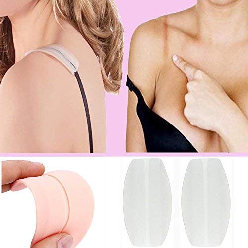 Silicone Bra Strap Cushions Soft Holder Non-slip Shoulder Protectors Pads 2 Pairs … (White)
