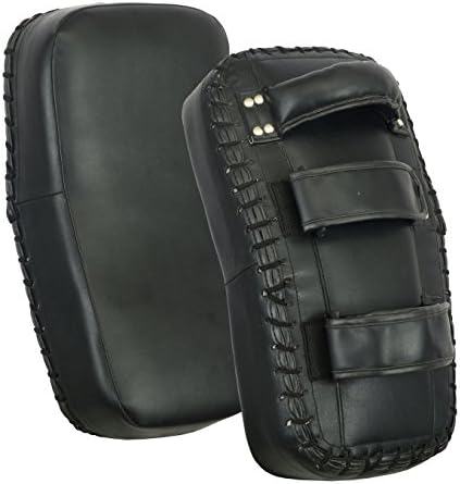 AKRON Thai Pad Kickboxing MMA Strike Shield Punching Mitts Focus Target (Black, Pair)