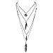 Sujarfla Women Multi-Layer Alloy Coin Feather Long Pendant Necklace