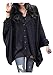 ARJOSA Women's Summer 3/4 Flutter Sleeve Chiffon Work Blouses Business Casual Babydoll Tops Dressy (Medium, C Black)
