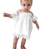 Highpot Kid Girl(1~5T) Adorable Elastic Lace Off Shoulder Party Princess Dress (80(18M), White)