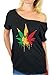 Awkward Styles Women's Rasta Leaf Off The Shoulder Tops for Women T Shirts Marijuana Leaf Pot Leaf (L, Black)