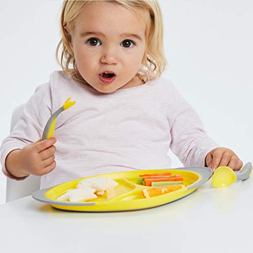 b.box Toddler Easy Grip Cutlery Set with Case, Lemon Sherbet, Includes 1 Spoon and 1 Fork, BPA-Free, Phthalates & PVC Free, Dishwasher Safe