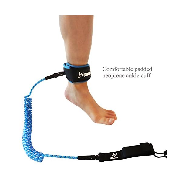 A ALPENFLOW 10' Coiled SUP Leash Stand up Paddle Board Leg Rope 10ft