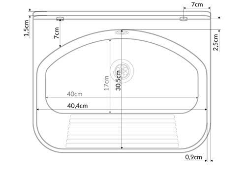 GOSPO Ausgussbecken mit Siphon, Waschbecken 46 x 36 x 20 cm, für Waschraum, Garage, Keller, Waschküche, Werkstatt… – Bild 8