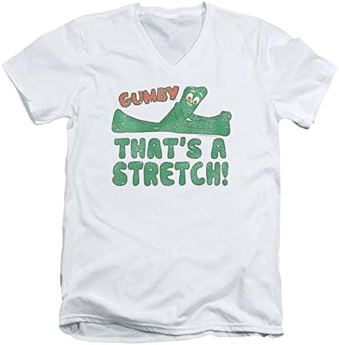 Gumby That’S A Stretch Mens V-Neck Shirt White LG