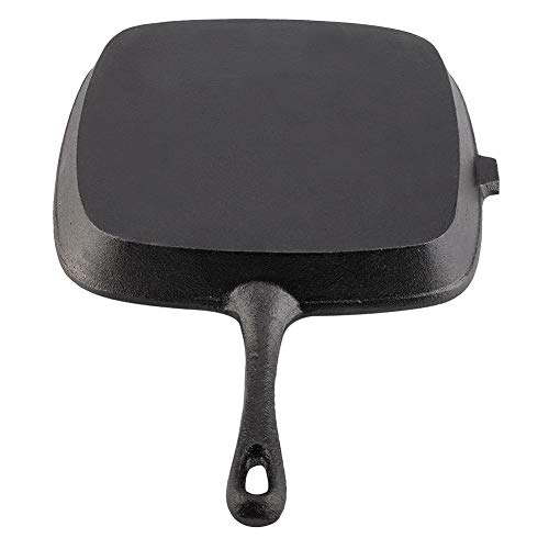 Griddle Pan, Square Ridged Frying Pan Cooking Pan Cast Iron Non-Stick Griddle Pan Stir Anti Slip Grill Pan Anti Scratch Pot for Kitchen Cooking 24.2×23×3cm