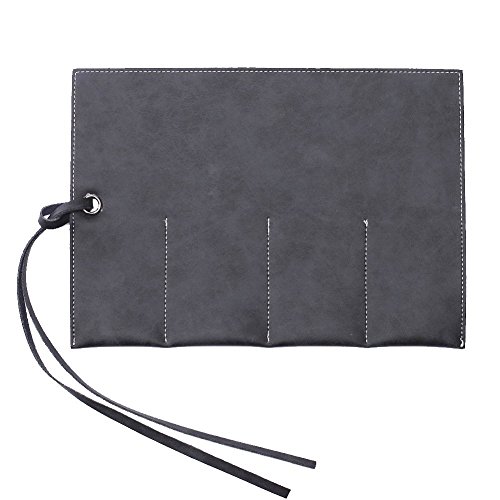 image for Hense Handmade Durable Suede Leather Watch Roll Traveling Case Watch R