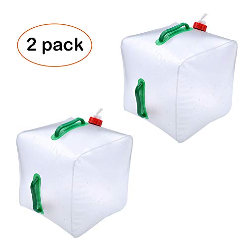 COSCN 5 Gallon/20L Portable Water Carrier Bag - 2 Pack Collapsible Water Container, Emergency Water Bag for Camping/Hiking/Climbing
