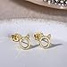 Cat Stud Earrings Sterling Silver Tiny Small Cute cat Earrings Cubic Zirconia Earrings for Women (Gold)