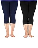 Zando Womens Breathable Plus Size Solid Capris Soft Comfort Yoga Pant Seamless Lightweight Cropped Sport Leggings