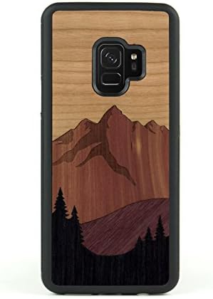Carved | Samsung Galaxy S9 | Luxury Protective Traveler Case | Unique Real Wooden Phone Cover | Rubber Bumper | Mount Bierstadt Inlay