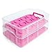 Best Choice Products 3-Tier BPA-Free Detachable Cupcake Carrier Container for 36 Cupcakes w/Locks, Handle, Pink