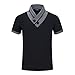 YTD 100% Cotton Mens Casual V-Neck Button Slim Muscle Tops Tee Short Sleeve T- Shirts (US Small, Black)