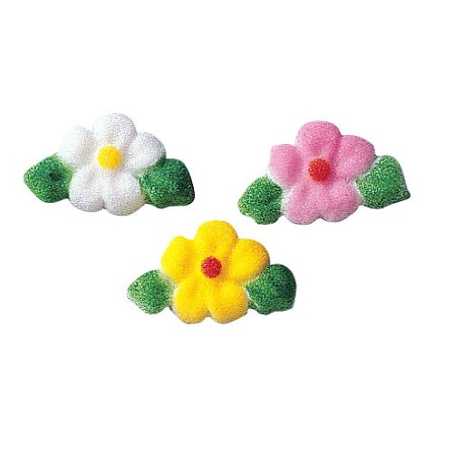 Leafed Flower Sugar Decorations Cookie Cupcake Cake Easter Flowers 12 Count