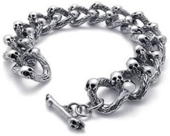 CHOP MALL ® Stainless Steel Biker Gothic Skull Men's Bracelet
