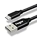 Micro USB Cables, 3 pcs (3.3ft,6ft,10ft) Fasgear Nylon Braided Tangle-Free Fast Charging data cable with Metal Connectors for Android, Galaxy S7/S7 edge, Nexus, Lumia, Sony and more (Black)