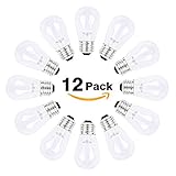(12 Pack) LED S14 Replacement Bulbs, E26 Medium Base, Warm White 2700K 0.9W LED Lights Bulb, 6 Watt Incandescent Bulbs Equivalent
