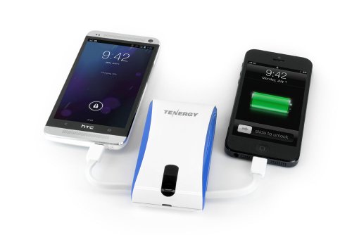 Tenergy ARC5200 External Battery Pack Portable Phone Charger 5200mAh Power Bank Battery Back-Up - Built-In Lightning Cable and Micro USB Cable #51064