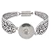 Godagoda Antique Silver Color Magnetic Clasp Flower Carved Bracelet Fits Snap Buttons