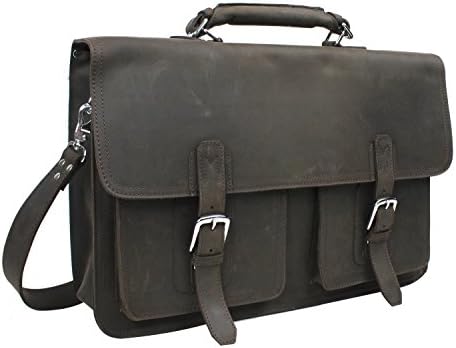 Vagabond Traveler 18" Extra Large Pro Leather Briefcase Laptop Bag - Fit MacBook Pro (17") - Heavy 7Lb LB01.DB