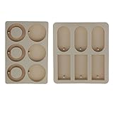 Baoblaze 2 Pieces Mixed DIY Silicone Mould Soy Candles Aroma Wax Tablets Mold for Dried Flowers Resin Soap Clay Craft Making Mold DIY Pendant Bookmark Necklace Jewelry Making Mould