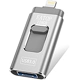 iOS Flash Drive 128GB iPhone Memory Stick,EATOP Thumb Drive USB 3.0 Photo Memory Stick for iPhone iPad Android and Computers (Silver)
