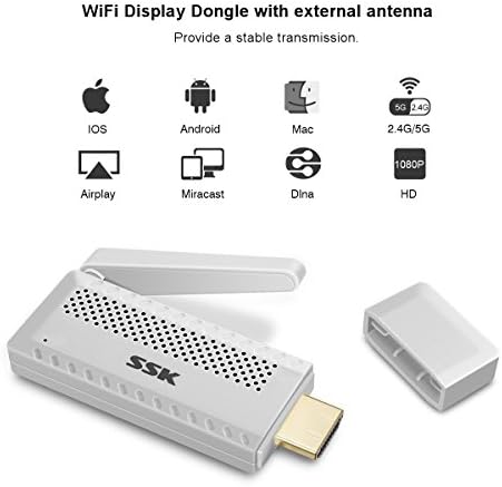 WiFi Display Dongle, ONCHOICE Miracast Dongle 2.4G/5G Mini Display Receiver 1080P HDMI Adapter High Speed TV Dongle Support YouTube iTunes Miracast DLNA Airplay for Android/iOS/Mac