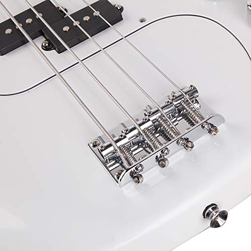 Z ZTDM Electric Bass Guitar Full Size 4 String Exquisite Burning Fire Style Electric Bass for Adult Student White