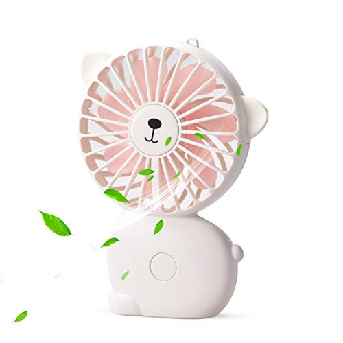 FULLOSUN Portable Handheld Fan, Mini Desktop Personal Fan with USB Rechargeable Battery Operated Built-in Color Light, Summer Accessory for Office Household Outdoor Sport Traveling Camping