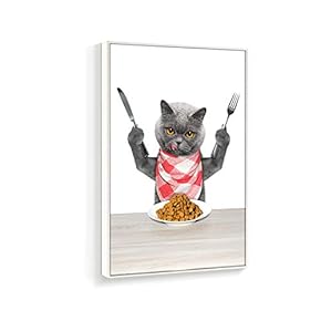 Framed Canvas Wall Art for Living Room, Bedroom Humorous Cat Canvas Prints for Home Decoration Ready to Hanging - 16x24 inches