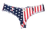 Soojun Women's New American Flag Booty Short Cheeky Denim Thong Shorts